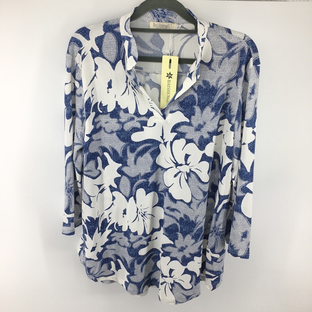 BaiShengGT Hibiscus Hawaiian Tunic NWT